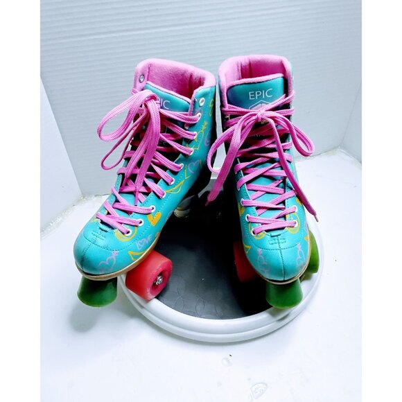 Epic Skates Girls Size 3 Roller Skates With Multicolor Wheels & Pink Laces - Picture 2 of 9
